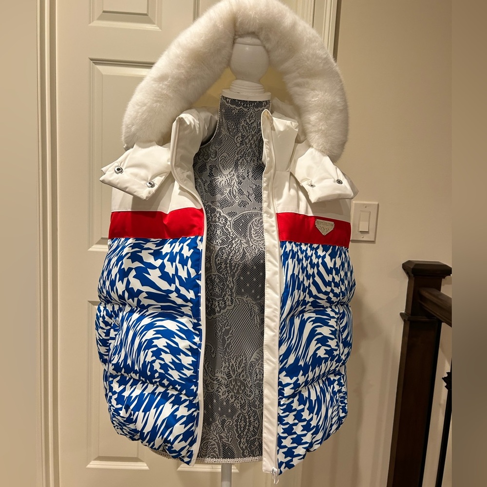 PLT red white and blue ski vest, UK size 10, US 6